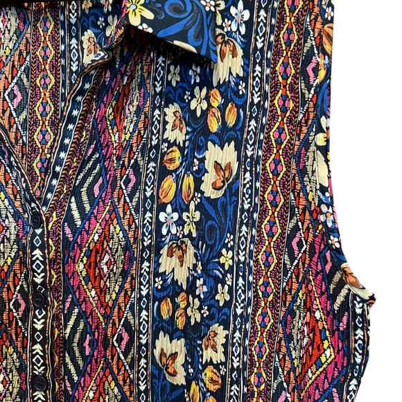 SPENSE Woman Boho Floral Print Sleeveless Button Up Top‎ Blouse Size 1X - Picture 3 of 10